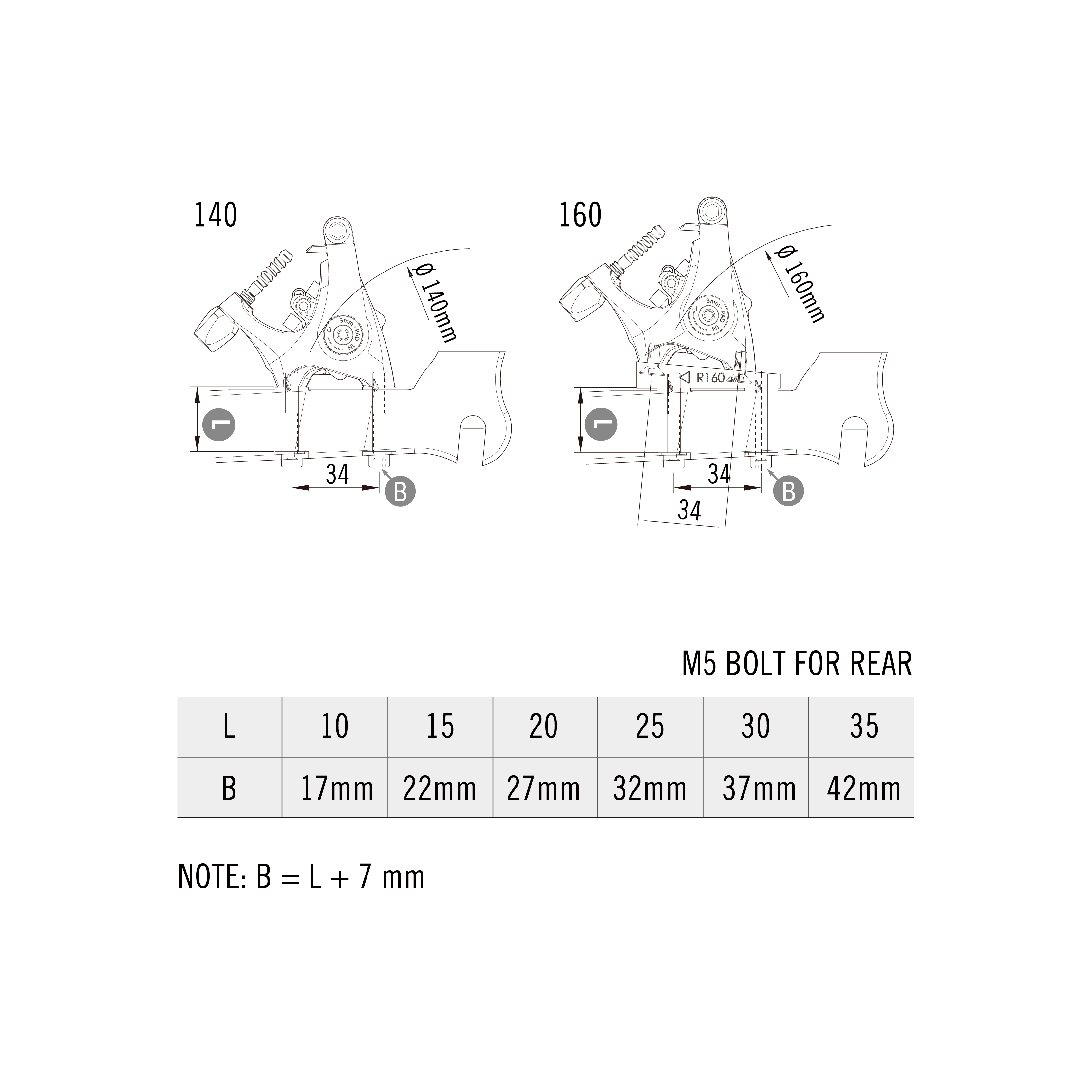 TEKTRO Adapter F-6 160mm (FM)