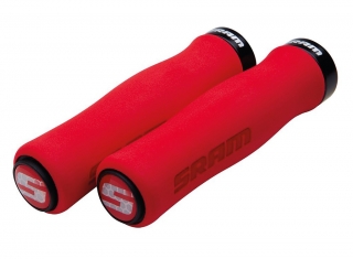 SRAM Locking gripy tvarované pěnové 129mm červené s černou objímkou a s koncovkami řidítek