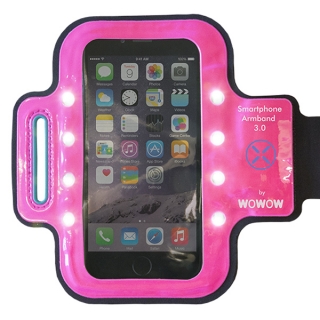 Pouzdro na ruku pro mobil Wowow 3.0 LED Růžové