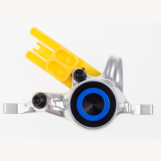 Magura Caliper MT8/MT6 and MT TRAIL SL/CARBON rear wheel, 2 piston, chrome polished, cover blue, rotatable tube connection, incl. brake pads (PU = 1 piece)
