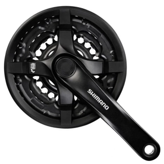 SHIMANO TOURNEY FC-TY301, 175mm, 42x34x24z, 3x6/7/8r, s krytem černé